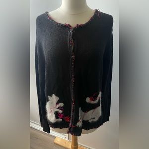 Coldwater Creek Black Cat Cardigan